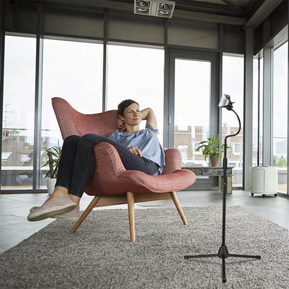 Cell Phone Stand Adjustable Height & Angle Phone Holder Flexible Long Arm Headboard Bedside Lazy Bracket Side Clamps Extend 4.3 Inch Suit For Live Broadcast, Online Class, Face Time, Zoom Meeting, Vid