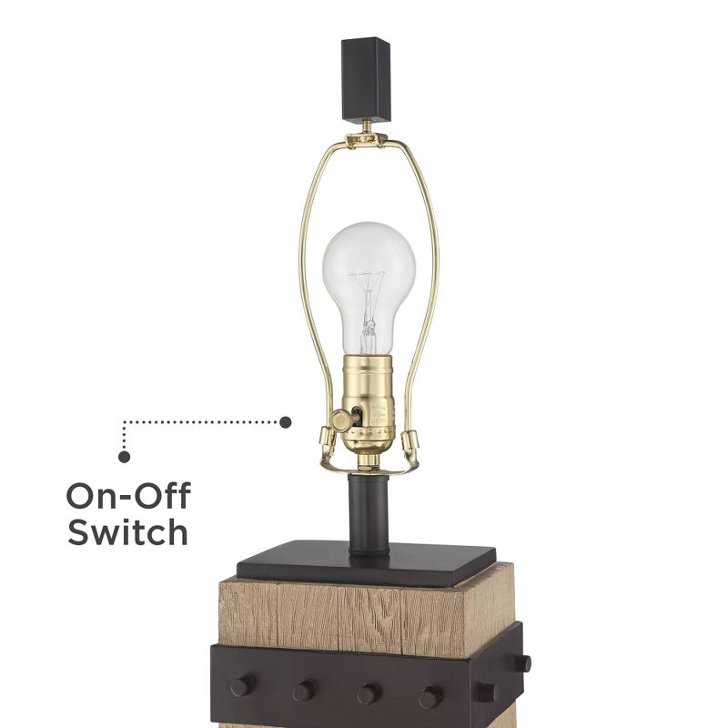 John Timberland Rustic Table Lamp Set of 2 Faux Wood Faux Iron Off White Tapered Rectangular Shade for Living Room Bedroom Bedside