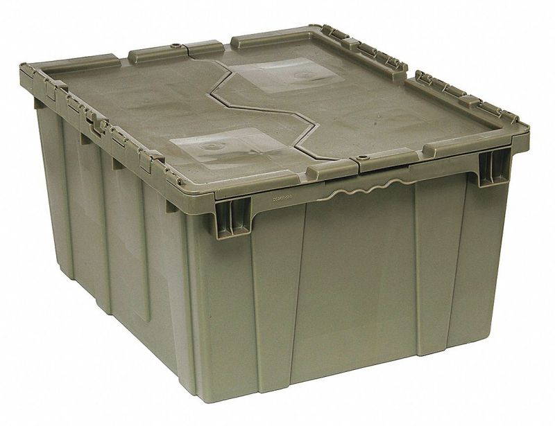 QUANTUM STORAGE SYSTEMS QDC2820-15 Attached Lid Container, 4.00 cu. ft., Gray