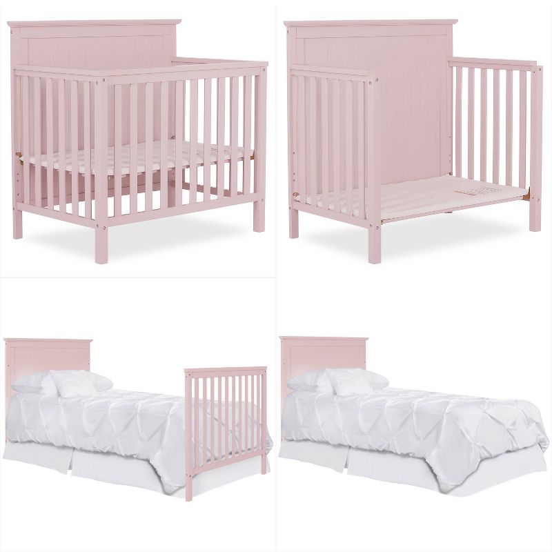 Dream On Me Jasmin 4-in-1 Convertible Mini Crib - Pink