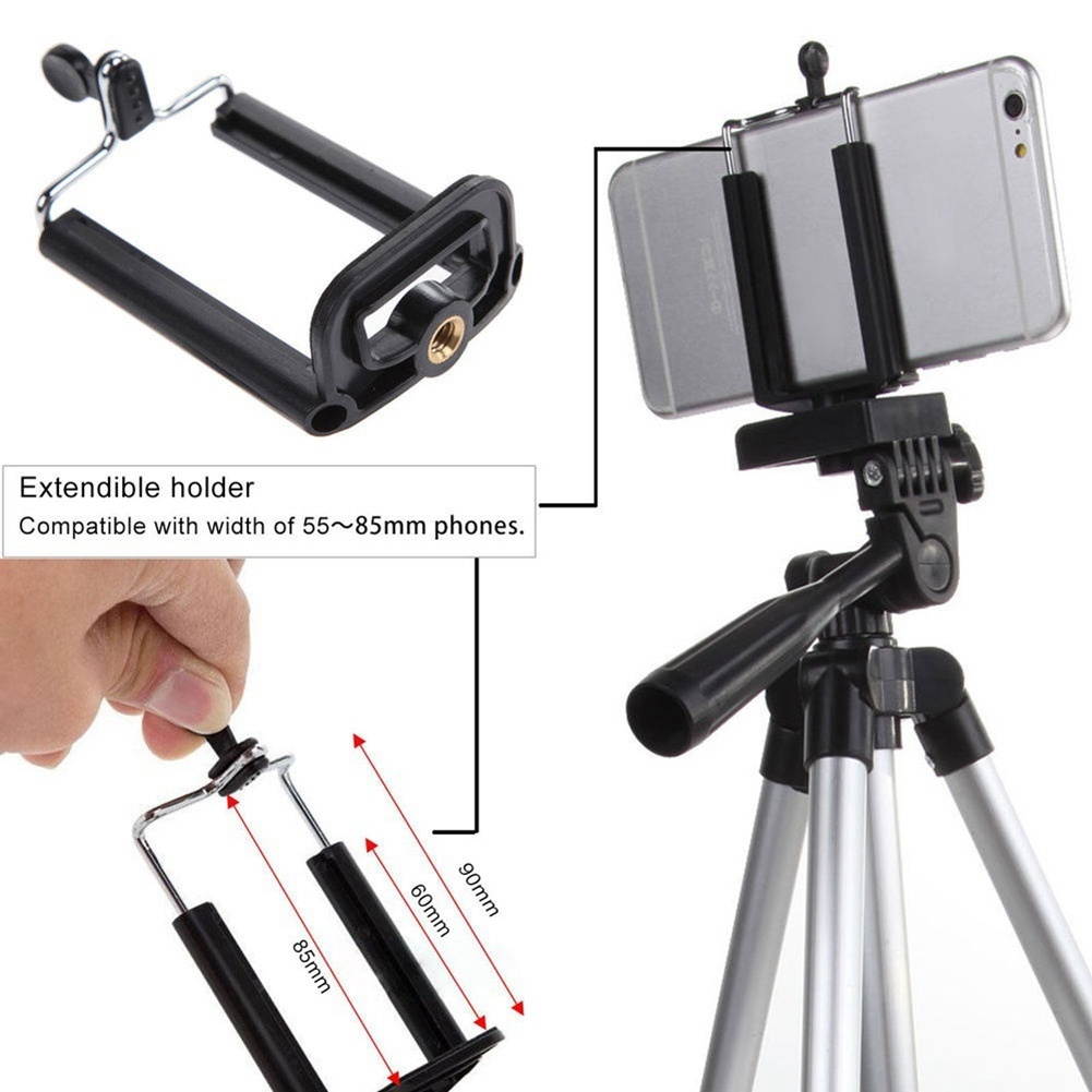 Adjustable Phone Camera Tripod Mount Stand + Phone Clip For iPhone Samsung