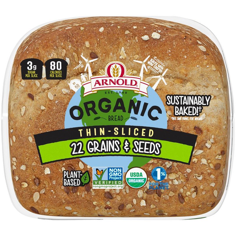 Arnold Organic Thin Sliced 22 Grains and Seeds Bread - 20oz