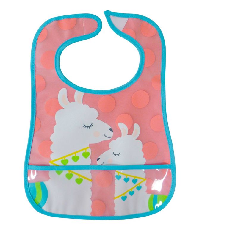 Neat Solutions Girl Printed Translucent Peva/Knit Terry Bib Set - Llama-Cactus-Goat - 3pk
