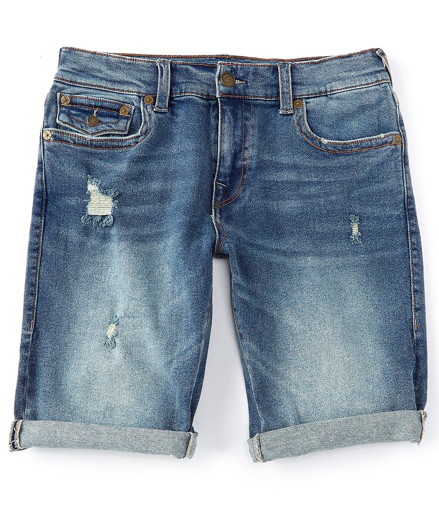 True Religion Ricky Slim-Fit Flap-Pocket 13#double; Inseam Denim Shorts