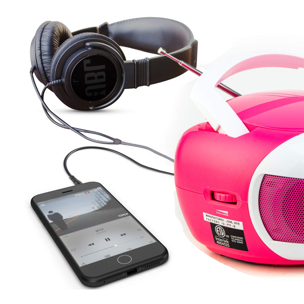 Tyler Portable Neon Blue Stereo CD Player with AM/FM Radio and Aux & Headphone Jack Line-In (TAU105-NBL)