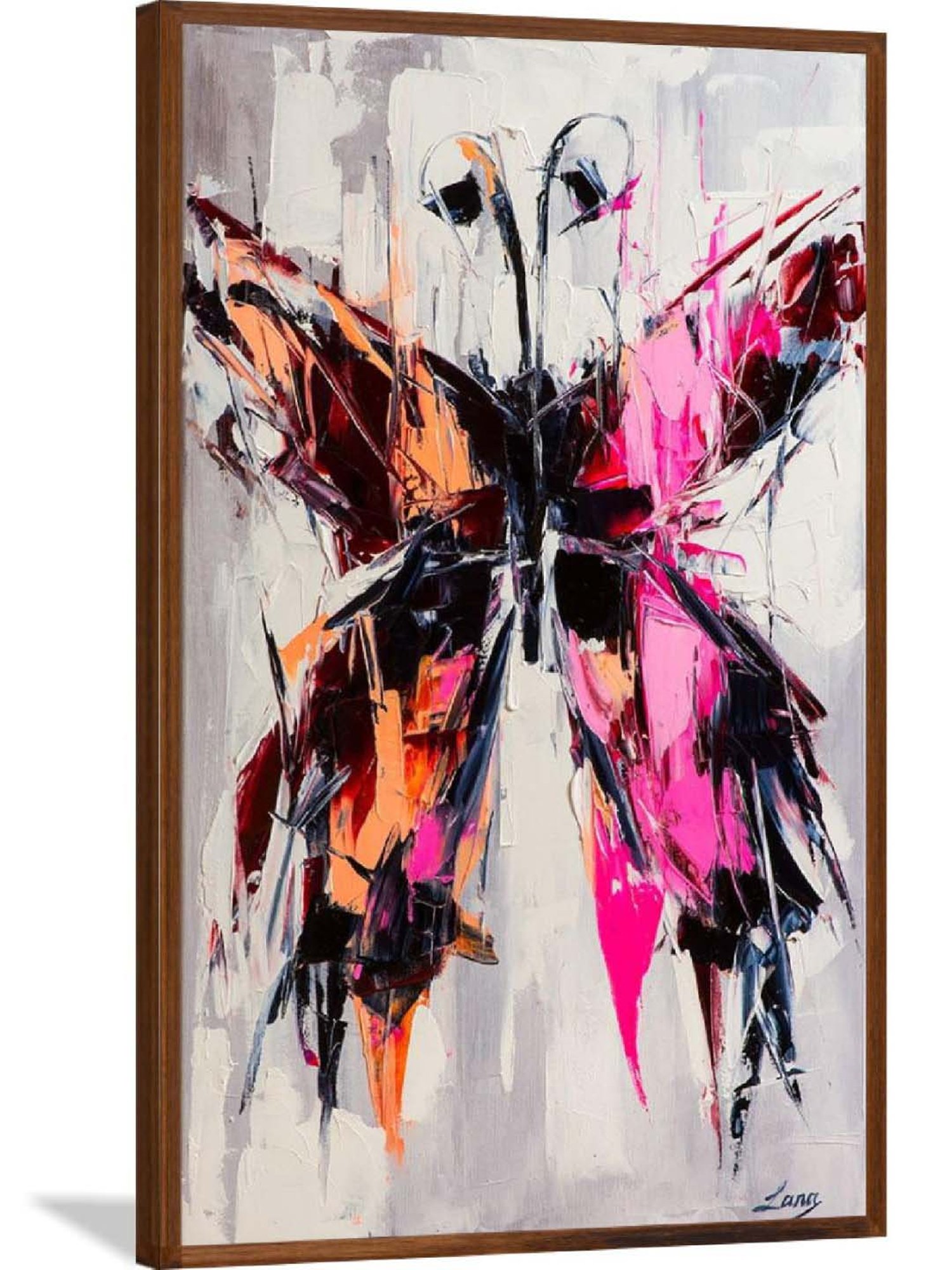 ARTE'VENUE Rain Online Pink & Grey Canvas Wall Art - Set of 1 (11 X 18 inch)