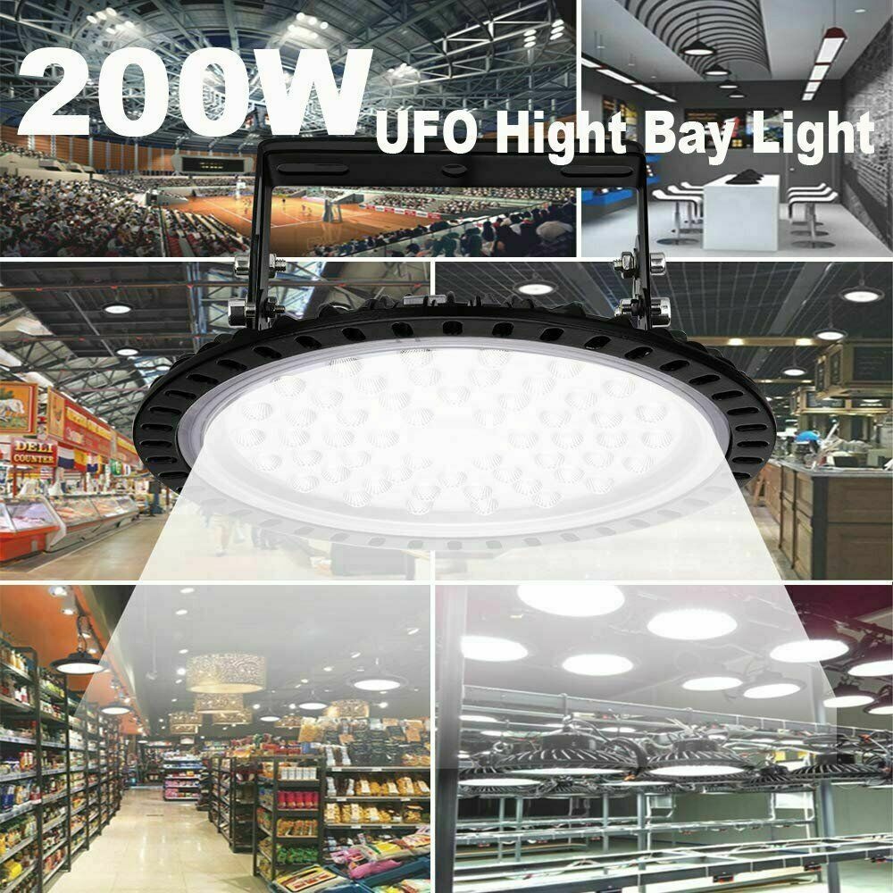 USA LED High Bay Light 200W Watt Warehouse Led Shop Lighting Fixture UFO 16000LM