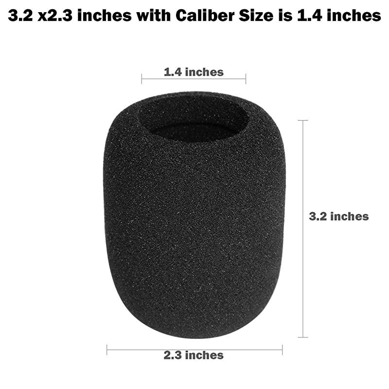 Microphone Cover Microphone Windscreen Foam Cover Black Top Grade 6 Pack