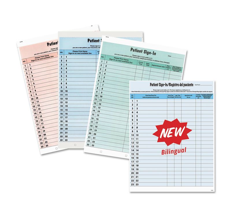 Tabbies Sign-In Forms Removable Strips 8-1/2"Wx11"H 125/PK BE 14541