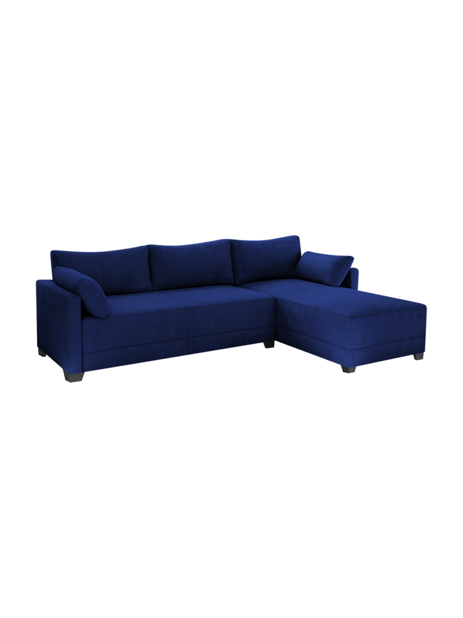 Trevi Duke Navy Blue Fabric & Neem Wood 6 Seater RHS Sectional Sofa