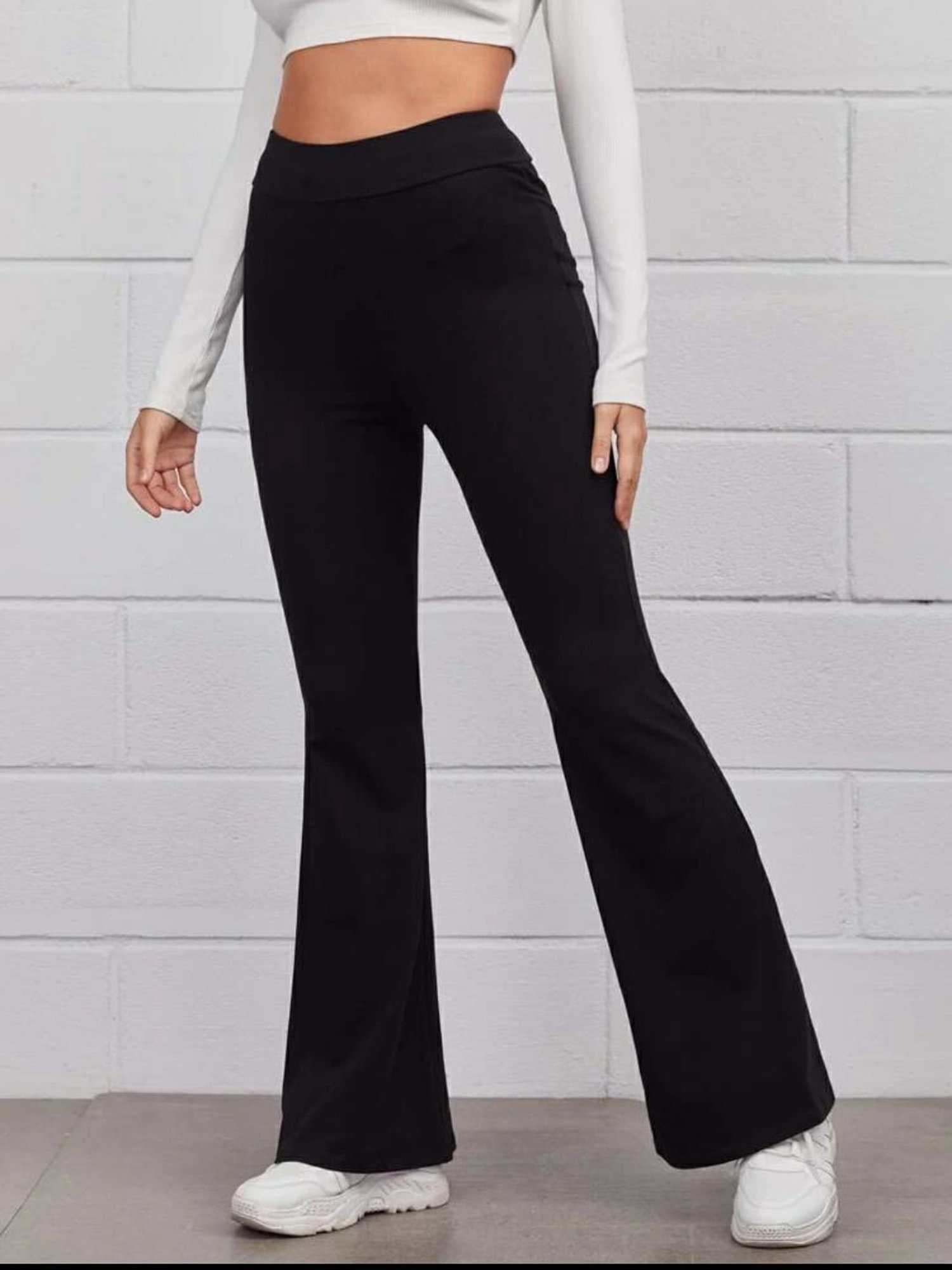 Broadstar Black High Rise Bootcut Flared Trousers