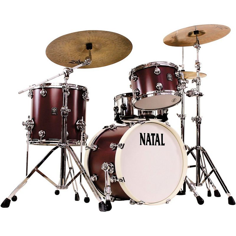 Natal Drums Cafe Racer Traditional Jazz 3-Piece Shell Pack with 18 in. Bass Drum Oxblood Red Hot Rod Suede