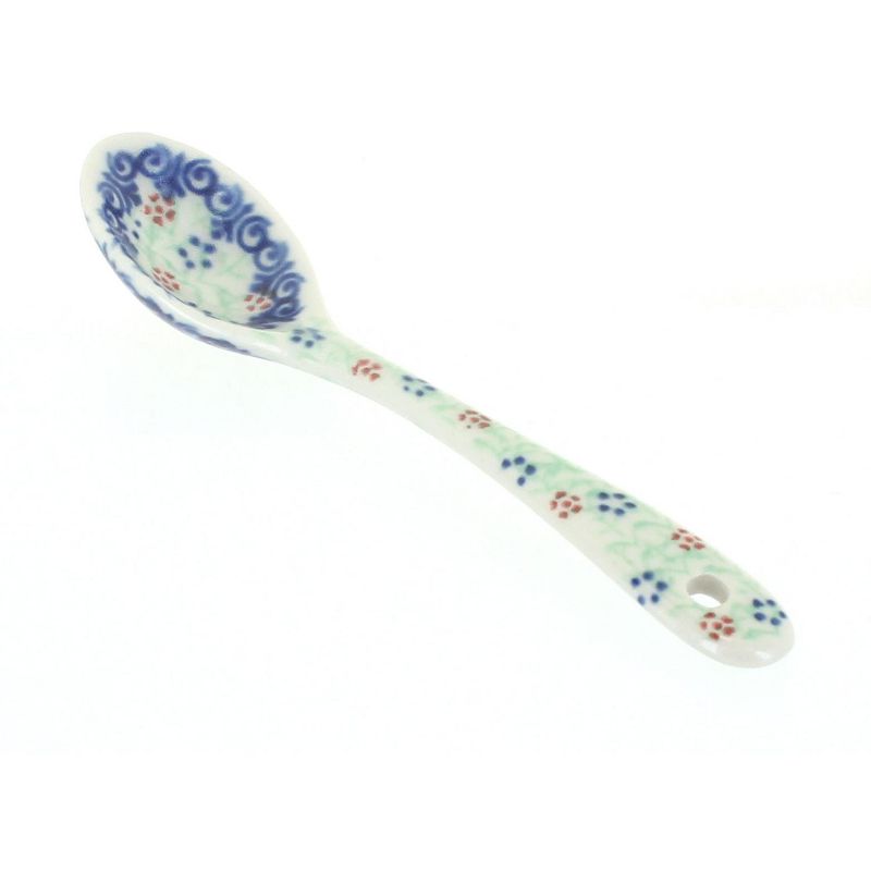 Blue Rose Polish Pottery Poinsettia Sugar Spoon