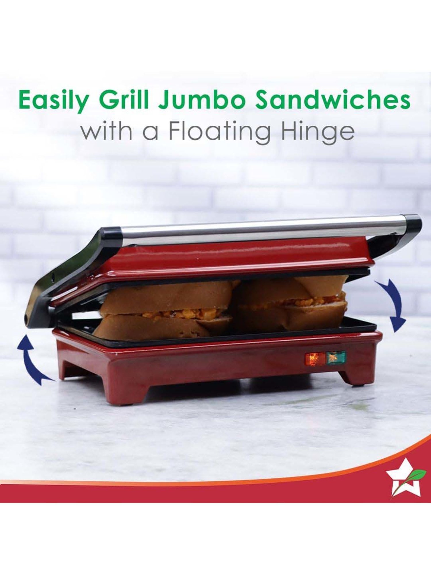 Wonderchef Sanjeev Kapoor Tandoor Mini Plus 3-in-1 Toaster, Griller & Sandwich Maker (700W, Red)