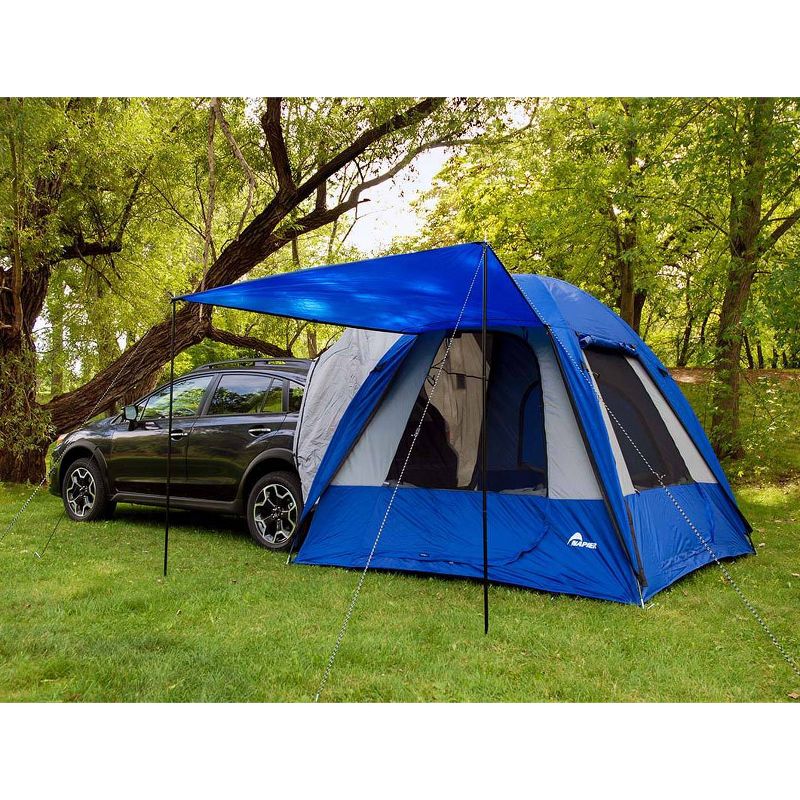 Napier Sportz Dome-To-Go Universal CUV/SUV/Van Vehicle Cargo Portable 3 Season 4 Person Outdoor Camping Ground Tent with Optional Awning, Blue/Gray