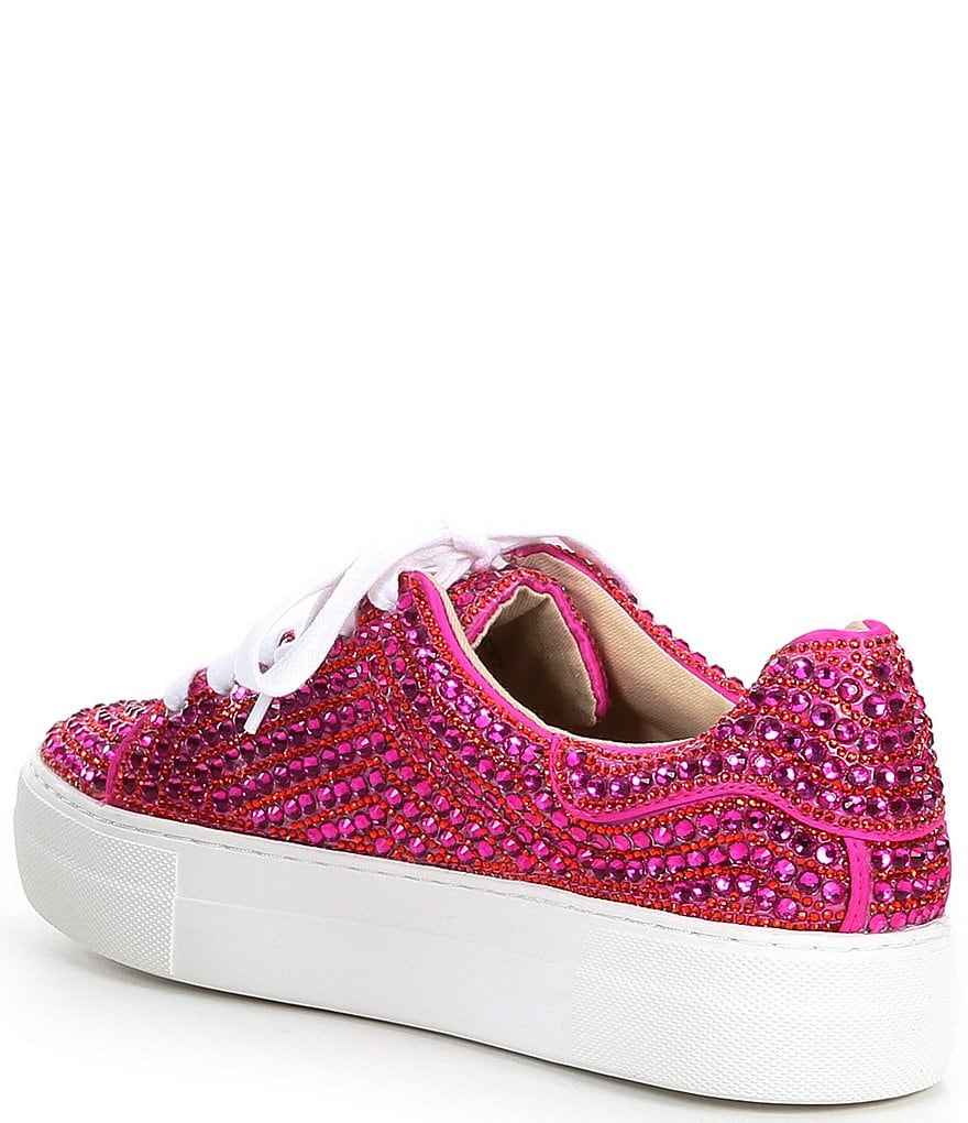 Blue by Betsey Johnson Sidny Rhinestone Embellished Platform Lace-Up Sneakers