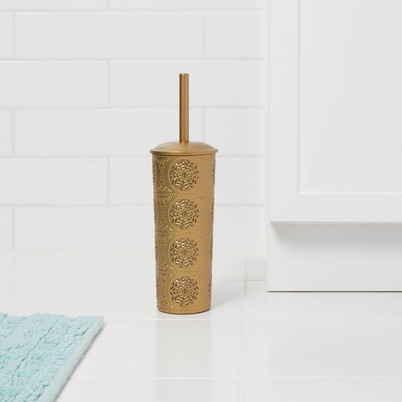 Punched Embossed Toilet Brush And Holder Set Gold - Opalhouse™