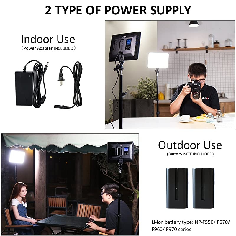 VL-200 3 Packs Ultra Thin Dimmable Bi-Color LED Video Light Panel Lighting Kit Includes: 3300K-5600K CRI 95 LED Light Panel with Hot Shoe Adapter/Light Stand/Remote Controller and AC Adapter