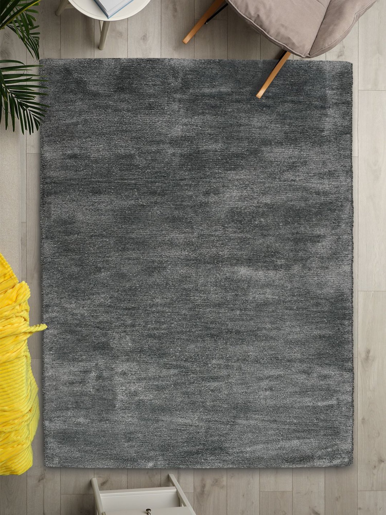 Saral Home Self Design Grey Microfibre Anti Skid Carpet