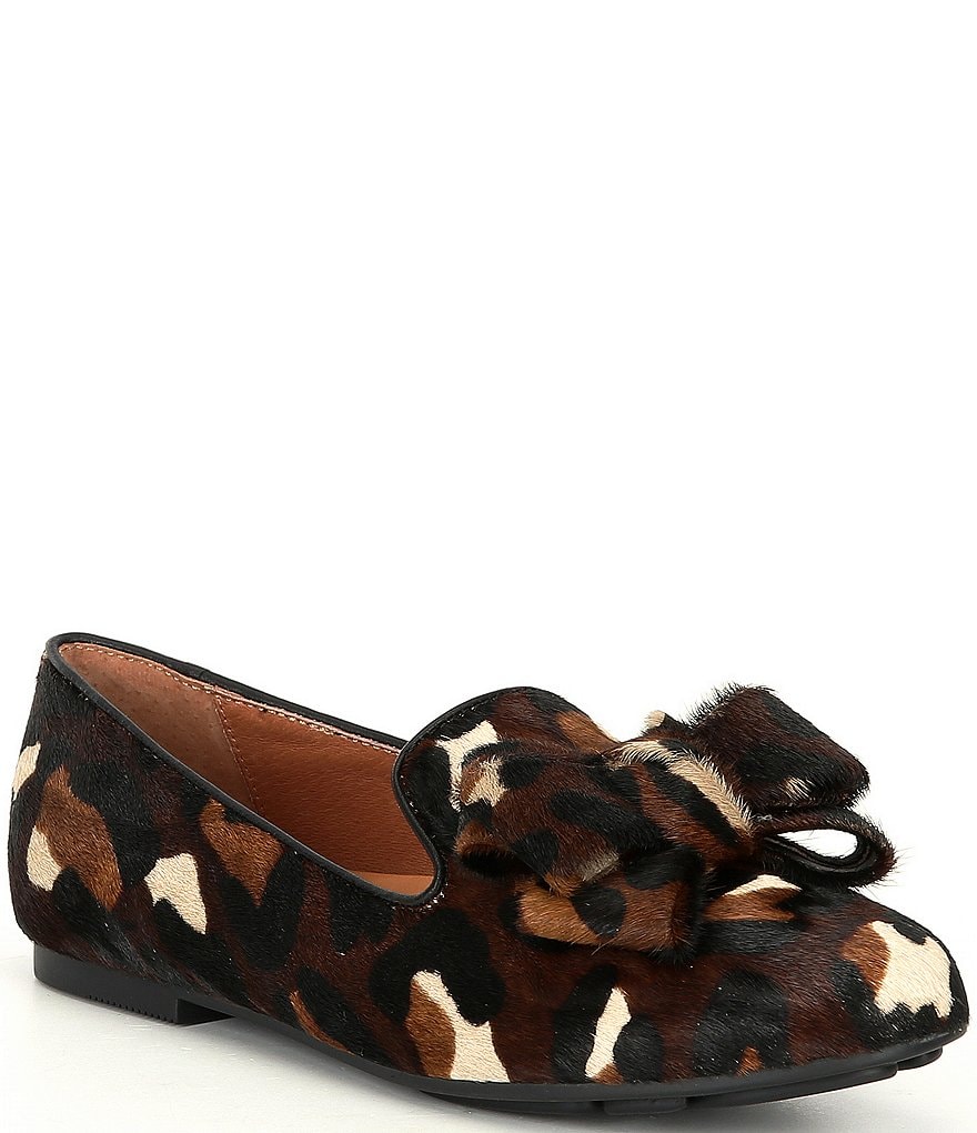 Gentle Souls Eugene Ribbon Leopard Print Calf Hair Bow Loafers