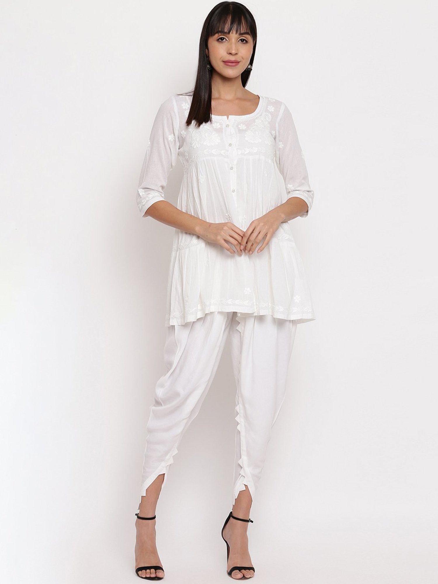 SHADES White Cotton Dhoti Pants