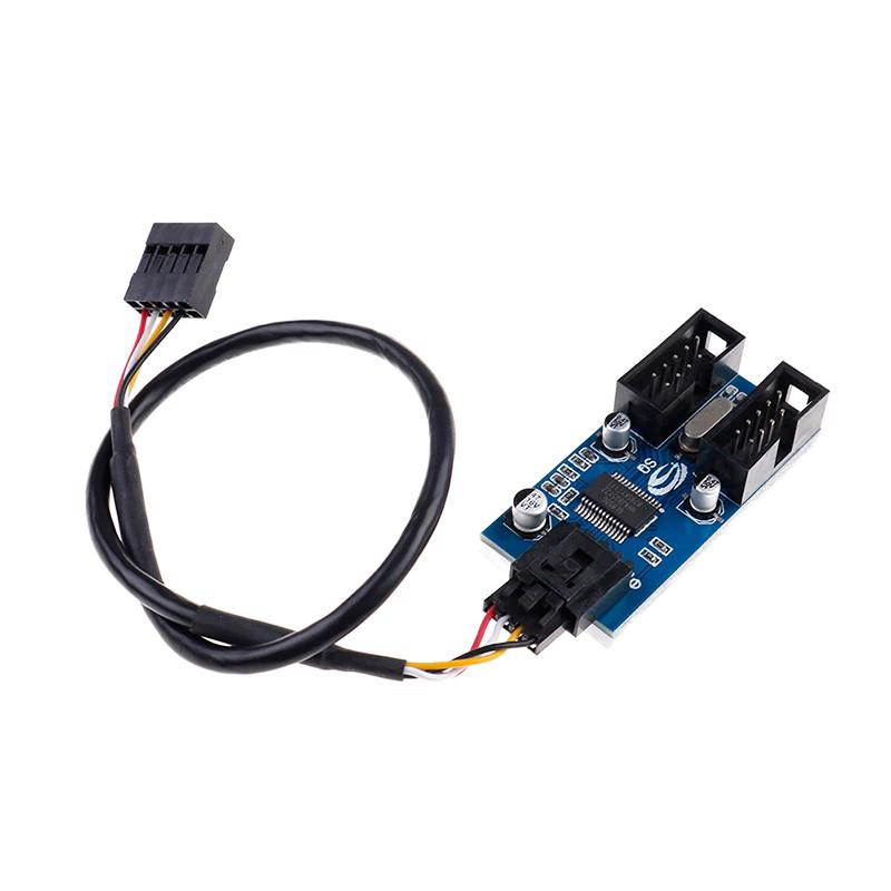Plugadget 9pin USB header Male 1 to 2 Female Extension Cable Card Desktop 9-Pin USB HUB USB 2.0 9 pin Connector Port Multiplier