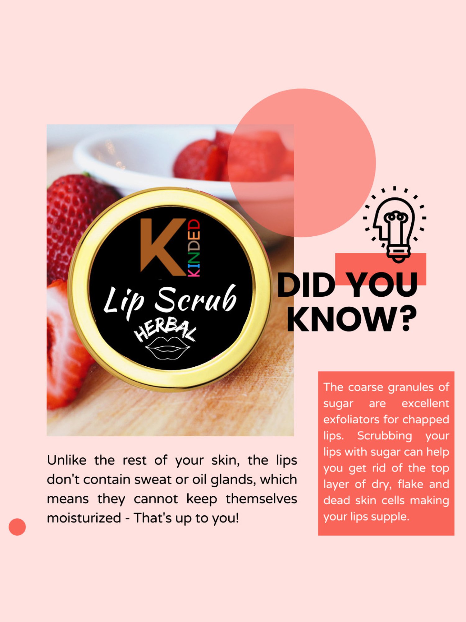 KINDED Herbal Peppermint & Strawberry Lip Scrub Combo