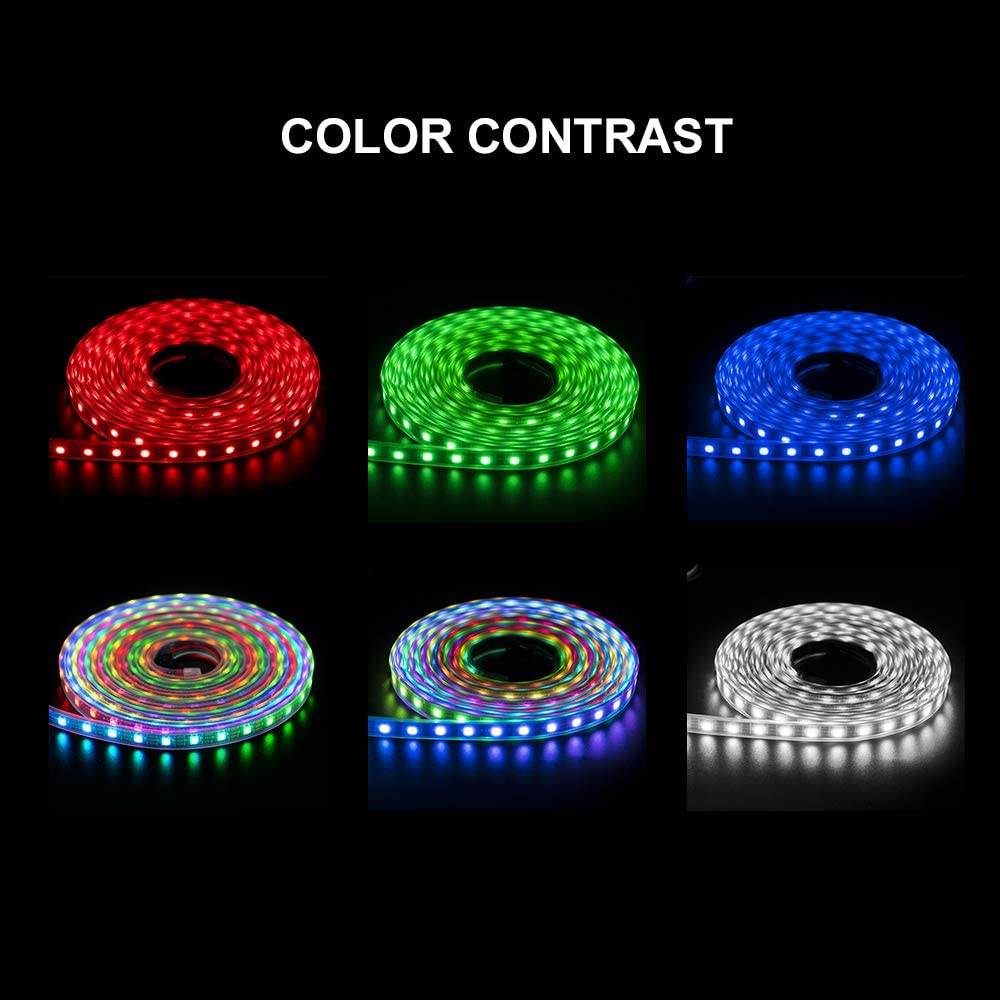 BTF-LIGHTING WS2812B RGB 5050SMD Individual Addressable 16.4FT 30Pixels/m 150Pixels Flexible White PCB Full Color LED Pixel Strip Dream Color IP65 Waterproof Making LED Screen LED Wall Only DC5V