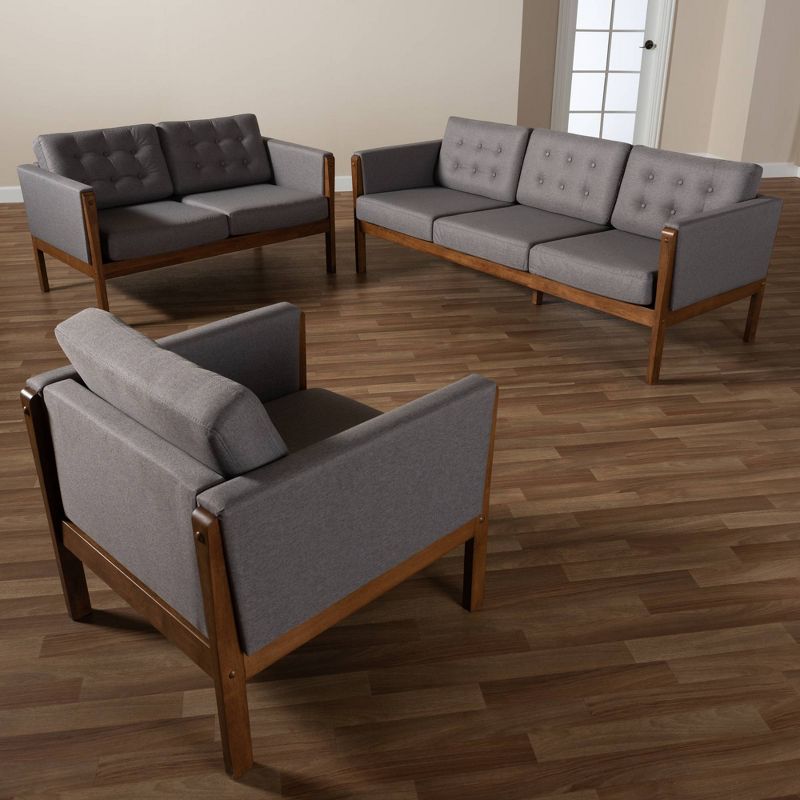 Faux Leather Accent Chair and Ottoman Charcoal Gray - EveryRoom