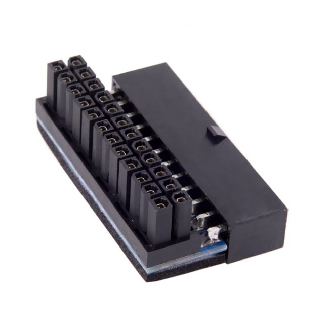 Jimier ATX 24Pin Female to 24pin Male 90 Degree Power Adapter Mainboard Motherboard for Desktops PC Supply PW-007