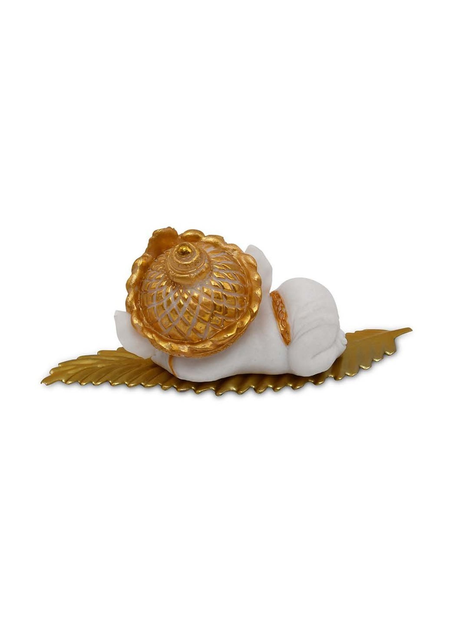 eCraftIndia Golden Handcrafted Engraved Palm Buddha Decorative Showpiece