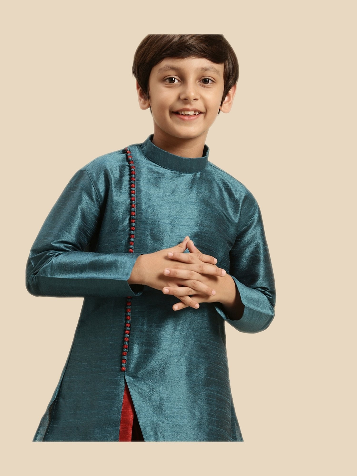 TABARD Kids Red Printed Full Sleeves Kurta