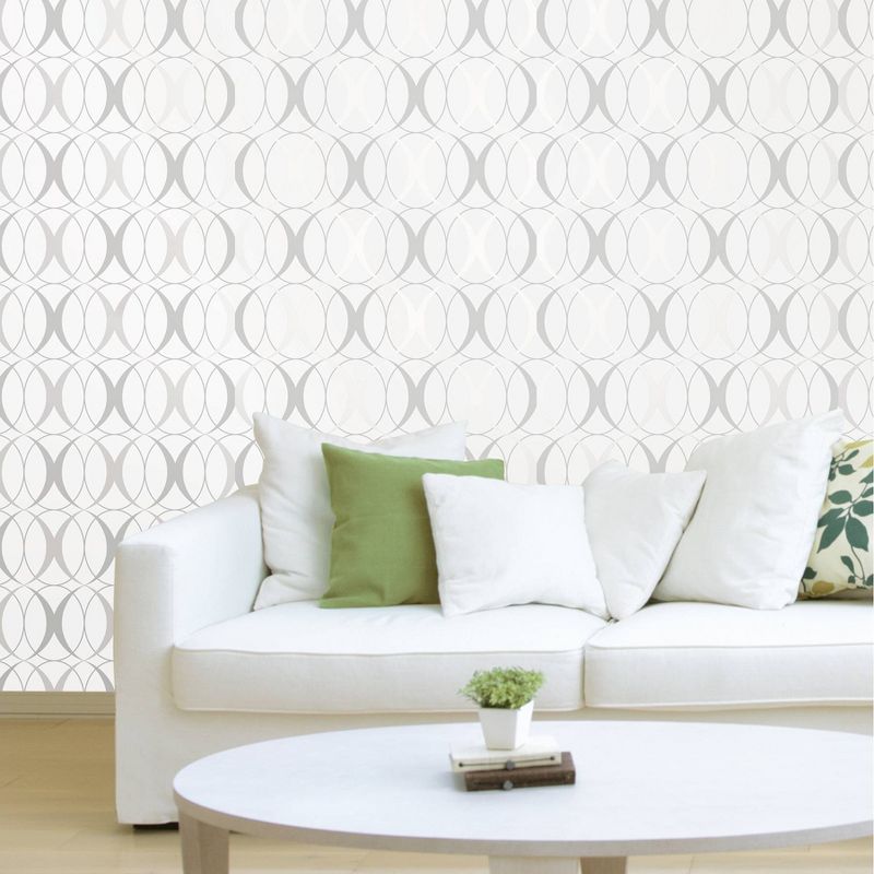 NuWallpaper Circulate Light Silver Peel & Stick Wallpaper
