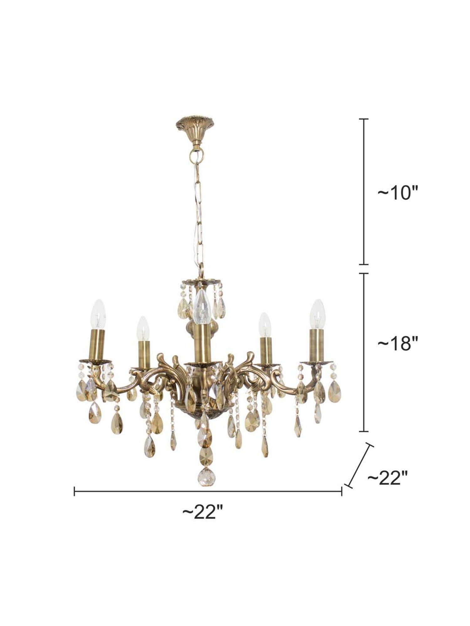 Fos Lighting Candle Lamp Honey Crystal 5 Lights Chandelier - Set of 1