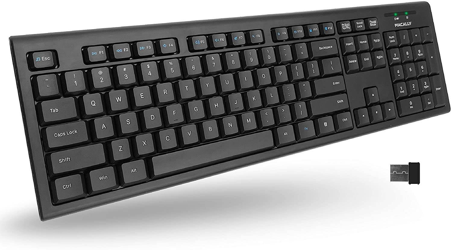 Macally 2.4 Wireless Keyboard and a Vertical Laptop Stand, Elegant & Incredibly Stable Universal Laptop Stand