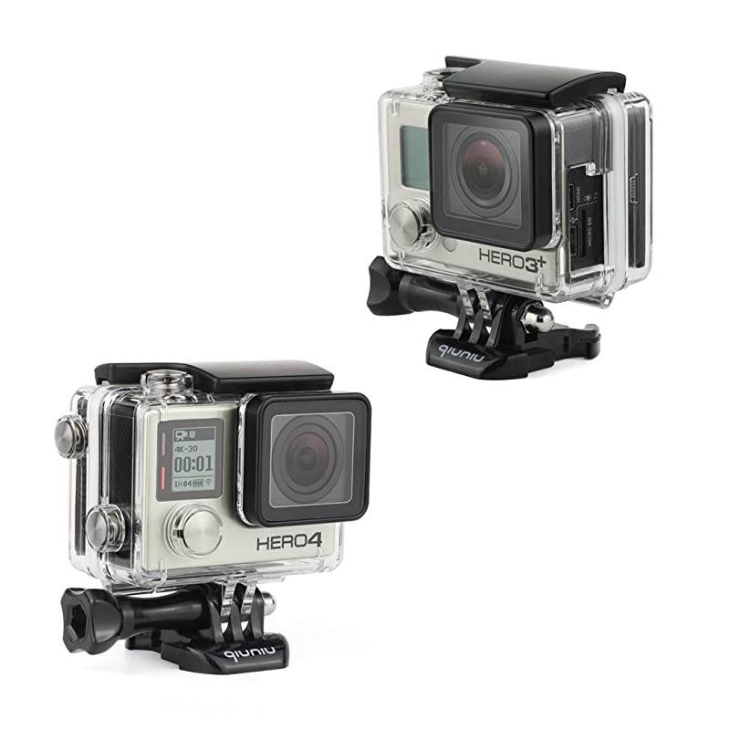 Open Protective Skeleton Housing Case with LCD Touch Backdoor and BacPac Backdoor for Extended LCD Screen or Expansion Battery - Compatible with GoPro Hero 4, 3, and 3+ - Transparent Clear