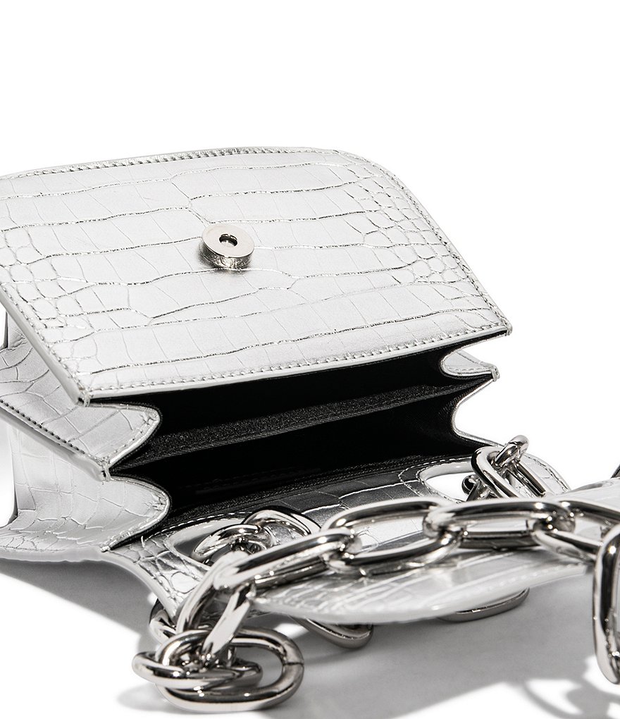 House of Want OG Metallic Gold Crocodile-Embossed Vegan Leather Shoulder Bag