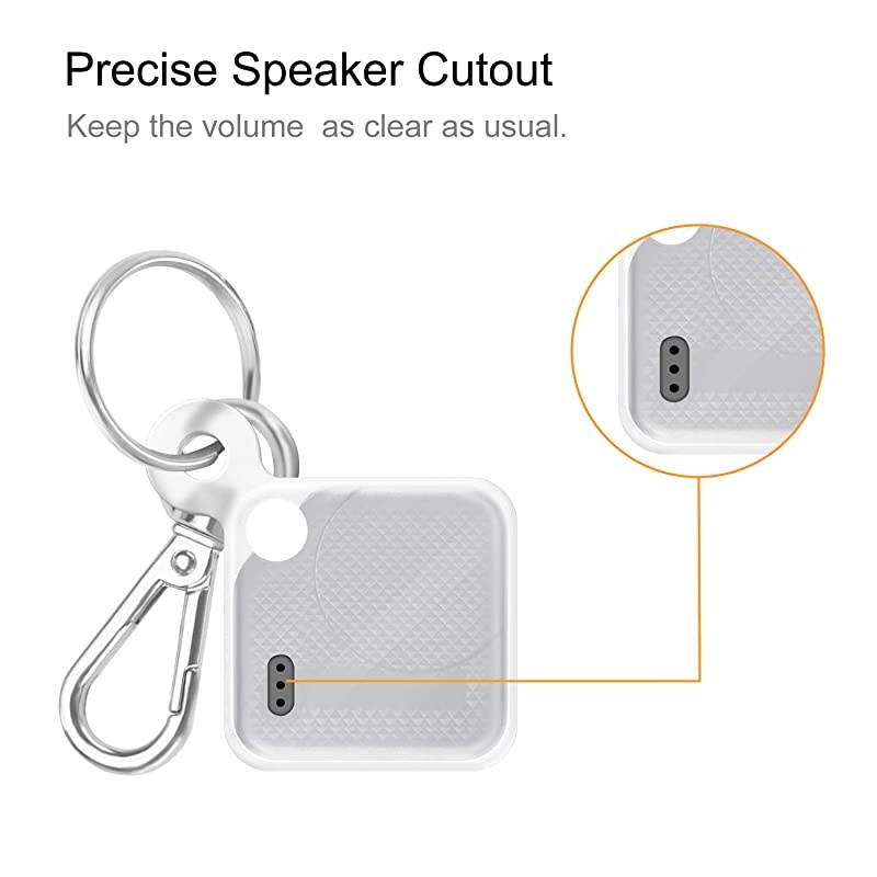 Silicone Case with Carabiner Keychain for Tile Pro 2020 2018 AntiScratch Lightweight Soft Protective Sleeve Skin Cover SemiTransparent White
