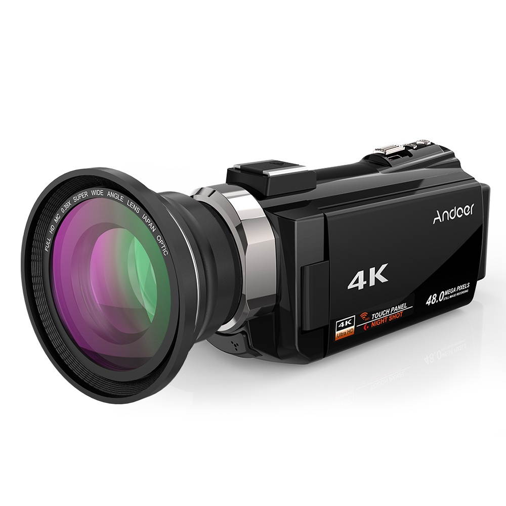 Andoer 4K 1080P 48MP WiFi Digital Video Camera Camcorder Recorder with 0.39X Wide Angle Macro Lens Novatek 96660 Chip 3inch Capacitive Touchscreen IR Infrared Night Sight 16X Zoom Cold Shoe Support