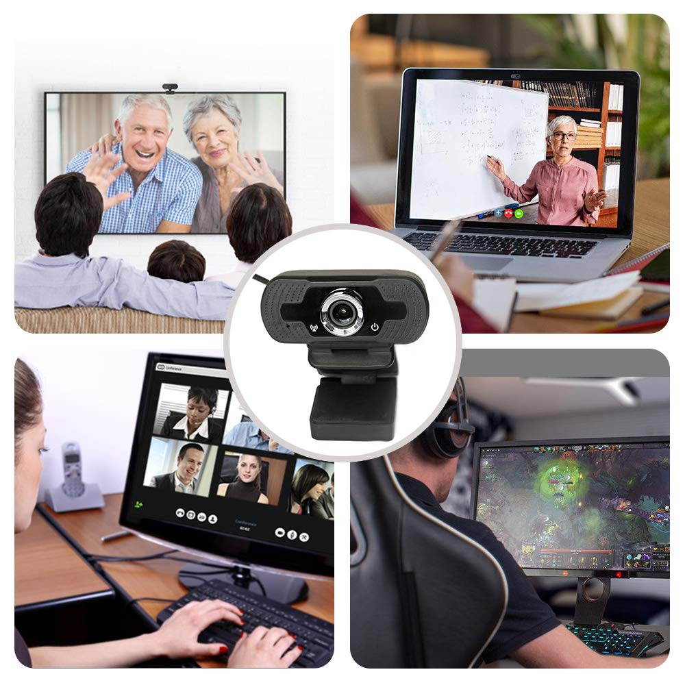 1080P Webcam with Microphone, HD Webcam Computer Web Camera with USB Plug for Video Calling Conferencing Online Teaching Live Streaming