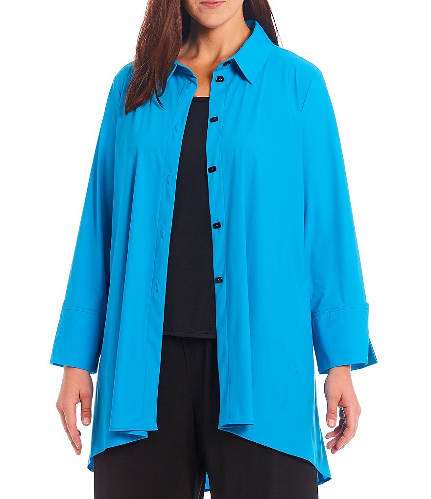 Ali Miles Plus Size Mixed Animal Print Open-Front Drop Needle Onion Skin Jacket