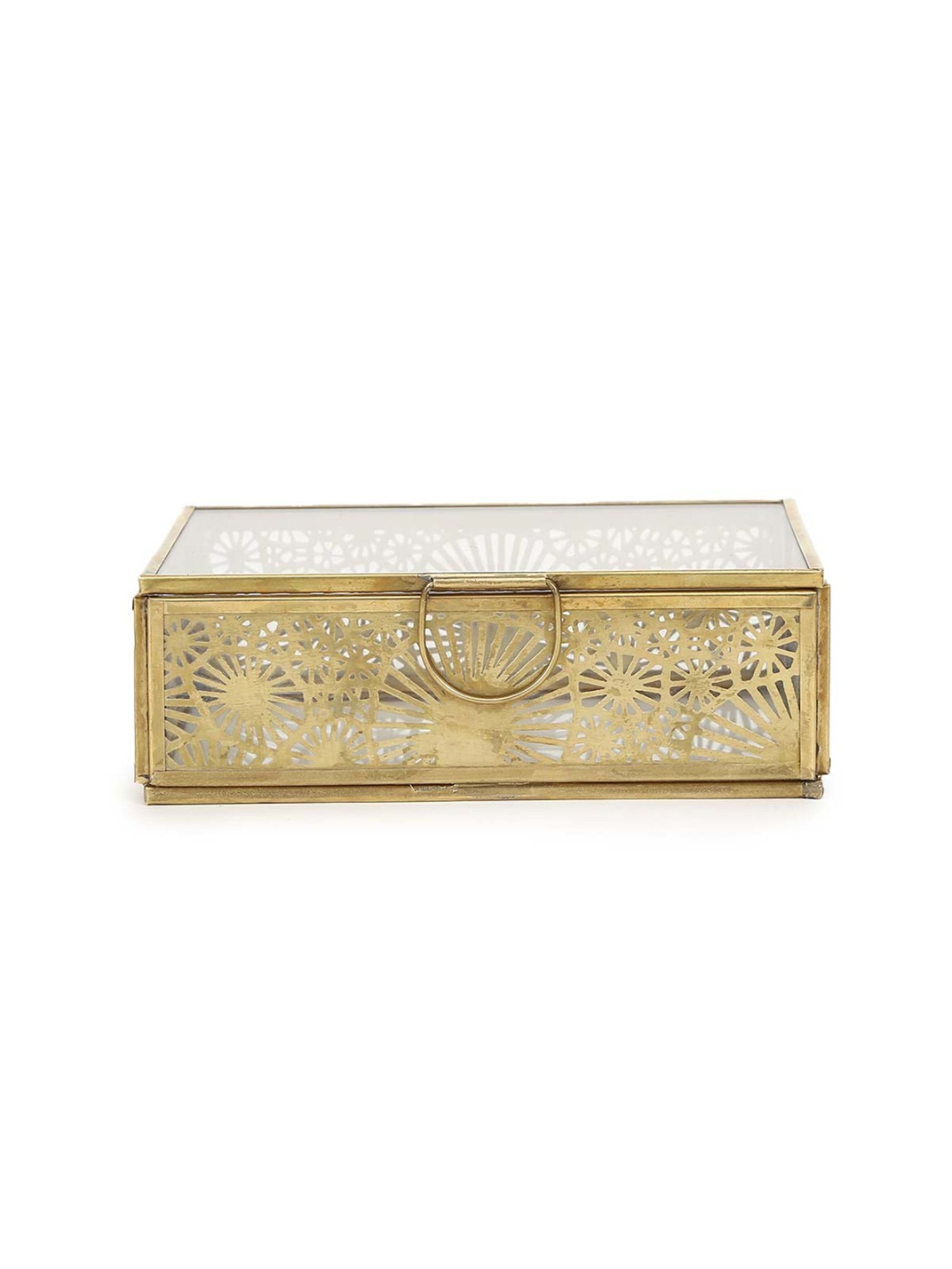 Home4U Gold Glass Small Gris Antique Box