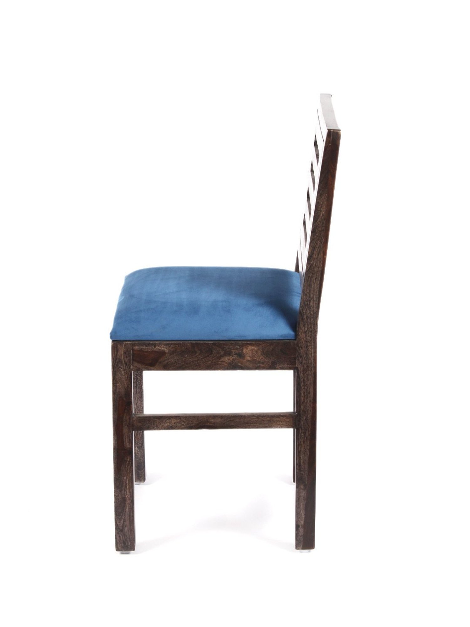 Ikiriya Rosslyn Solid Blue & Dark Brown Wood Dining Chair Mahogany Finish - Set of 2