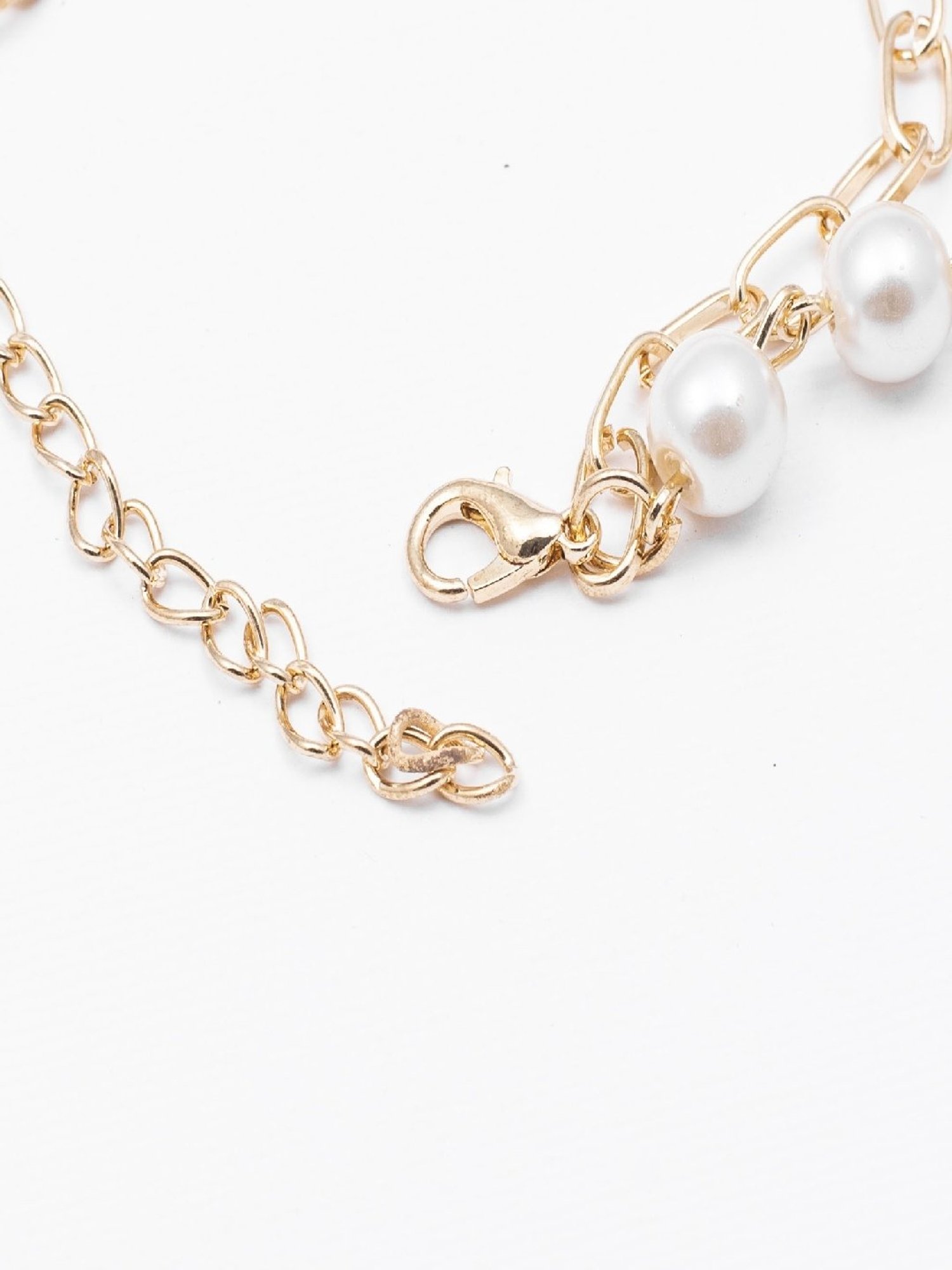 Jewelz White Pearl Gold Plated Alloy Eiffel Tower Shape Bracelet for Women