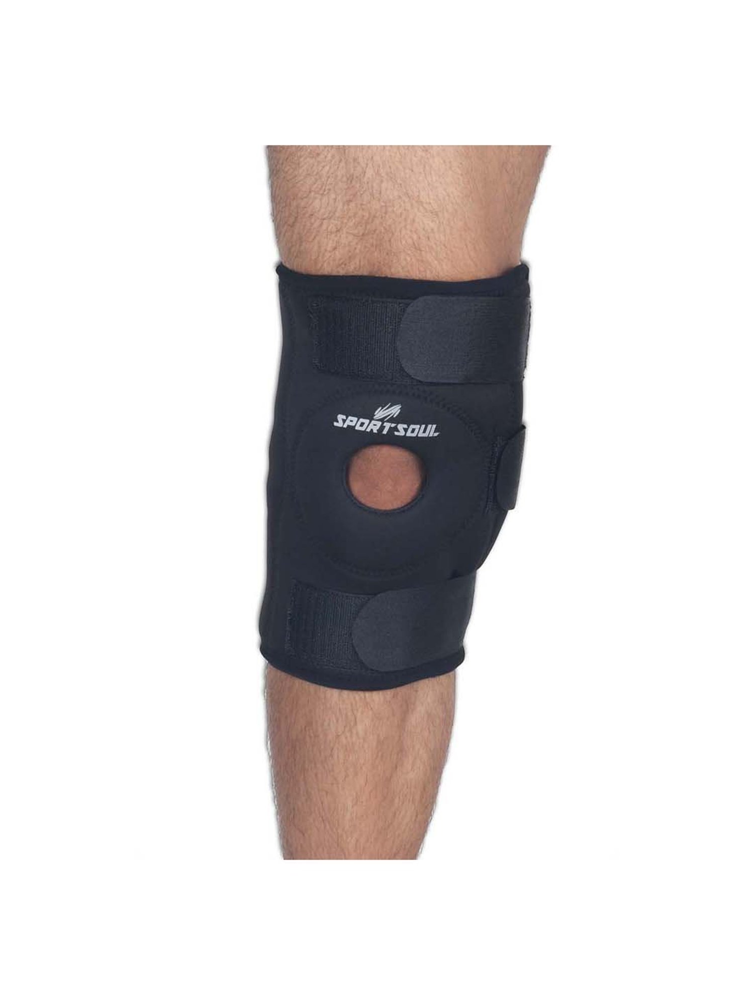 SportSoul Black Hinged Knee Support with Open Patella (XL)