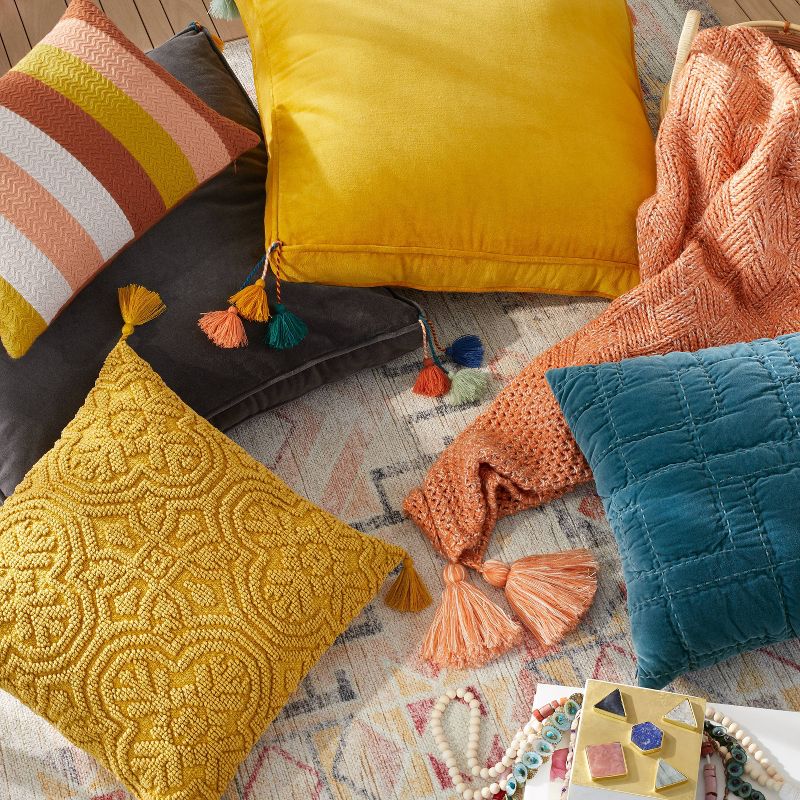 Striped Chevron Embroidered Lumbar Throw Pillow - Opalhouse™ designed with Jungalow™