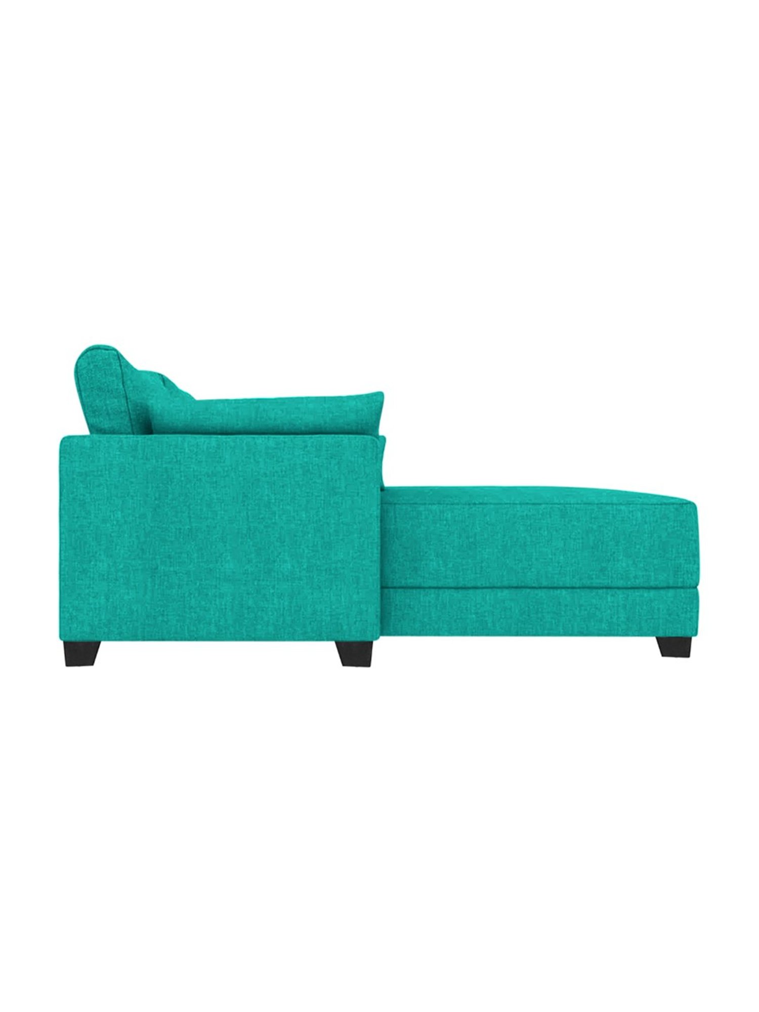 Trevi Duke Turquoise Green Fabric & Neem Wood 6 Seater RHS Sectional Sofa