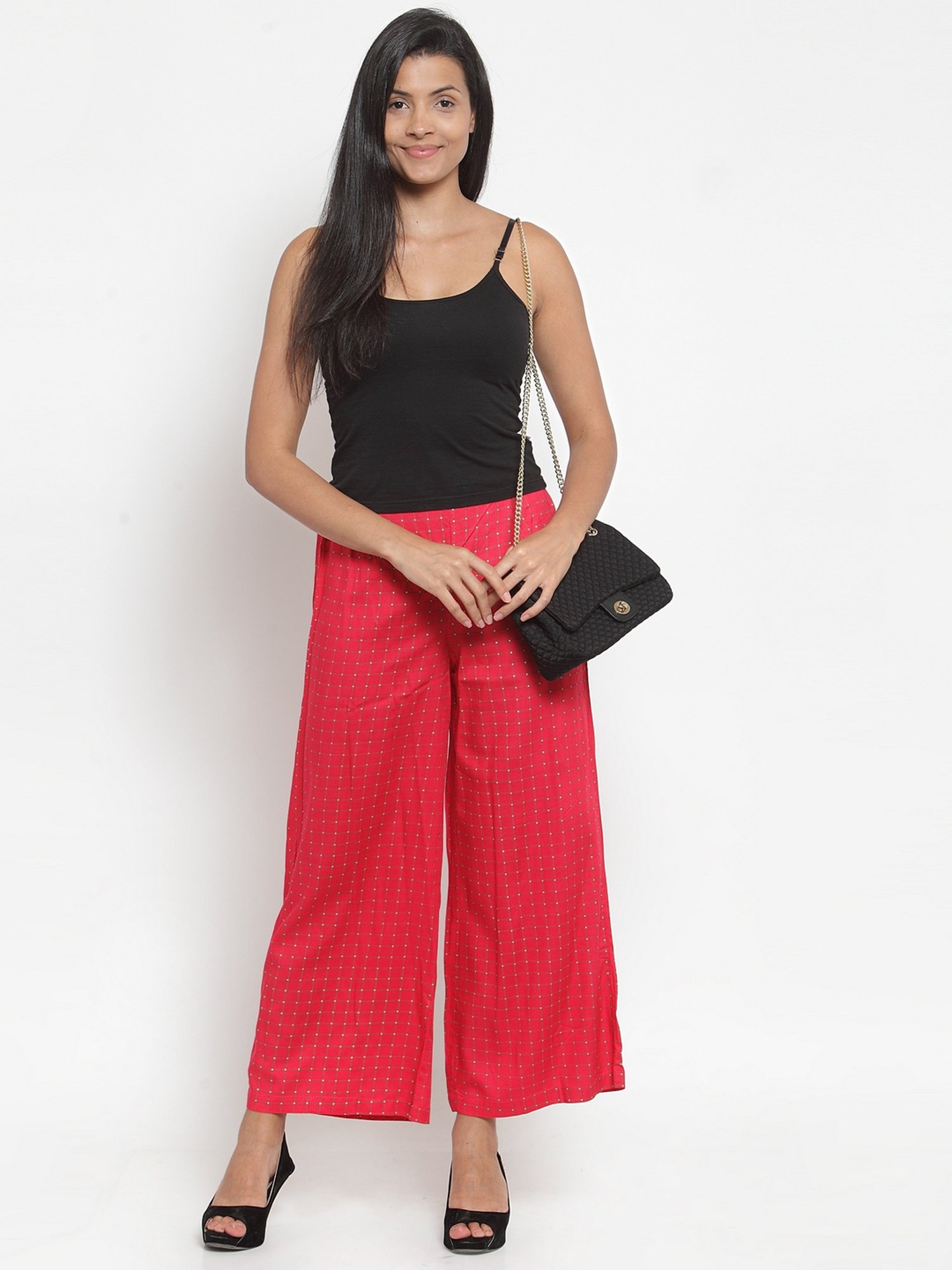 Indibelle Red Chequered Palazzos
