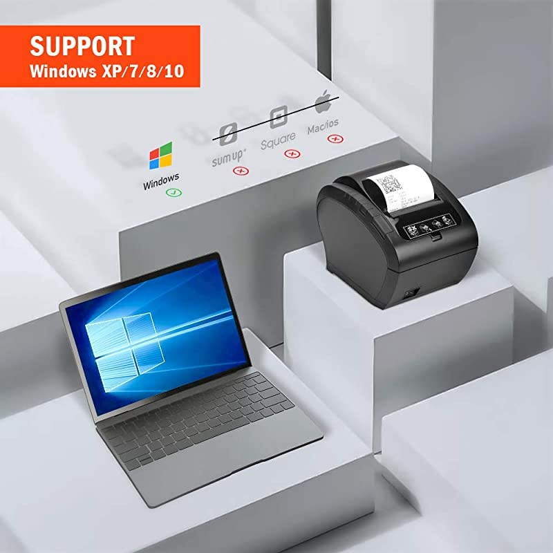 POS Printer, Receipt Printer USB Ethernet 80MM Thermal Printer P047, Impresora termica, Black Supermarket POS Kitchen Printer with Auto Cutter Support Cash Drawer ESC/POS Windows System