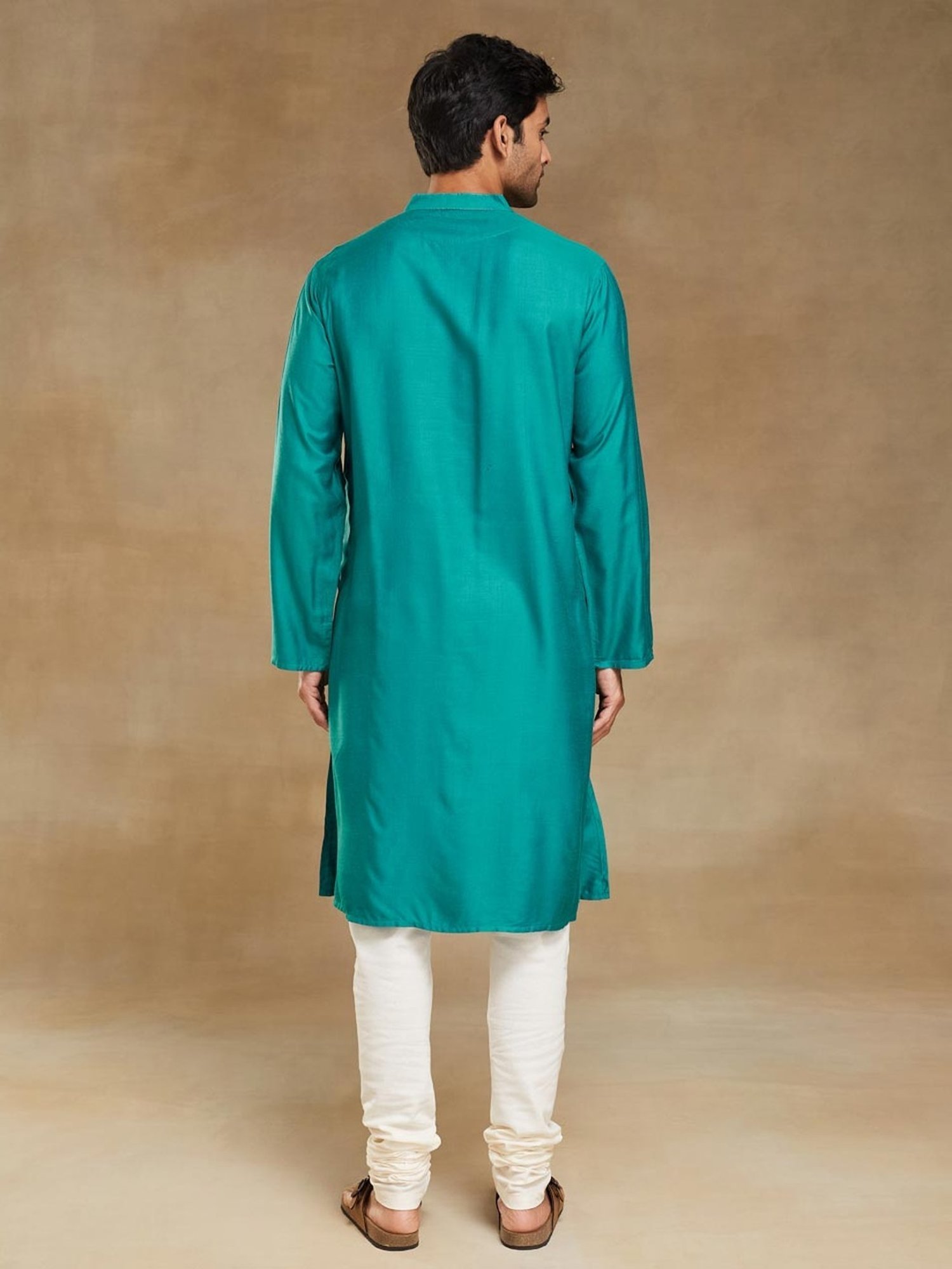 Fabindia Teal Comfort Fit Kurta